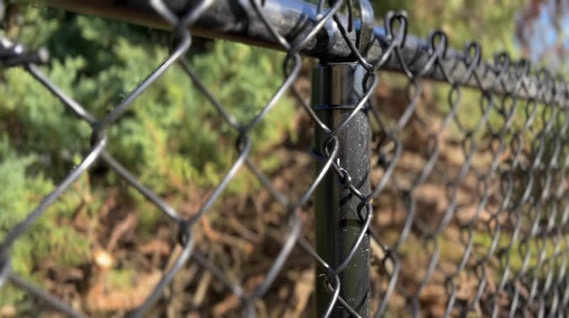 Black chain link fence.