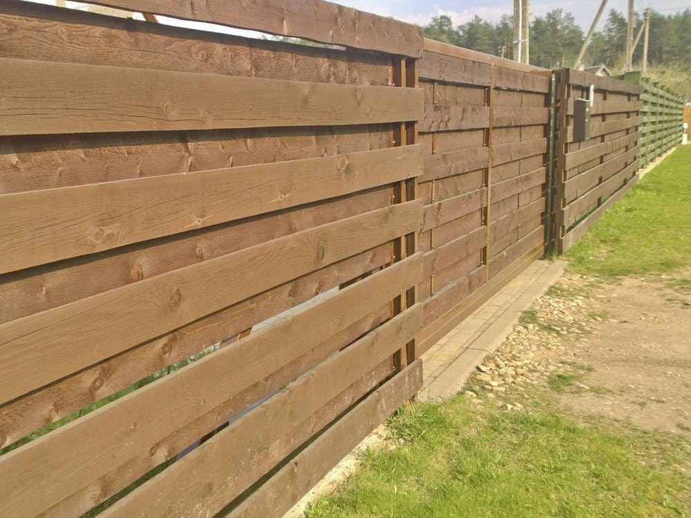 New wooden fence with gate